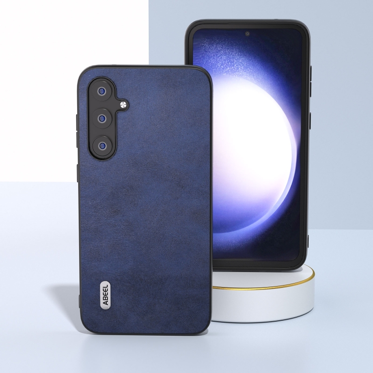 For Samsung Galaxy S23 FE 5G ABEEL Dual Color Cowhide Texture PU Phone Case(Blue) For Samsung Galaxy S23 FE 5G ABEEL Dual Color Cowhide Texture PU Phone Case(Blue)