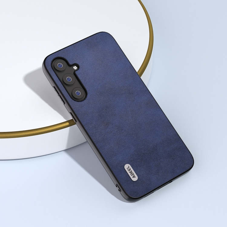 For Samsung Galaxy S23 FE 5G ABEEL Dual Color Cowhide Texture PU Phone Case(Blue) For Samsung Galaxy S23 FE 5G ABEEL Dual Color Cowhide Texture PU Phone Case(Blue)