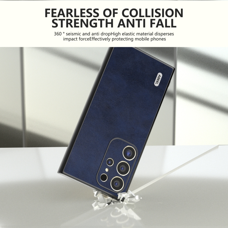 For Samsung Galaxy S24 Ultra 5G ABEEL Dual Color Cowhide Texture PU Phone Case(Blue) For Samsung Galaxy S24 Ultra 5G ABEEL Dual Color Cowhide Texture PU Phone Case(Blue)