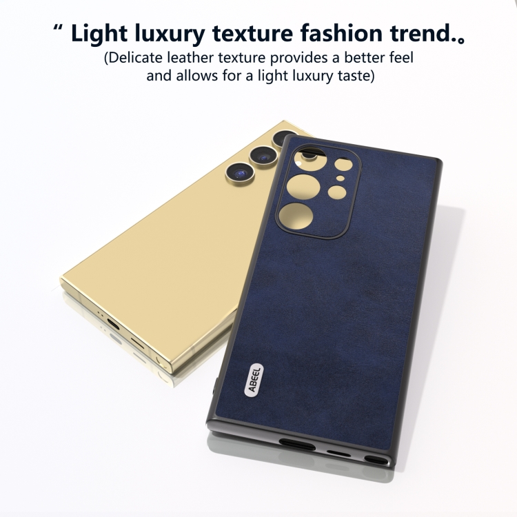 For Samsung Galaxy S24 Ultra 5G ABEEL Dual Color Cowhide Texture PU Phone Case(Blue) For Samsung Galaxy S24 Ultra 5G ABEEL Dual Color Cowhide Texture PU Phone Case(Blue)