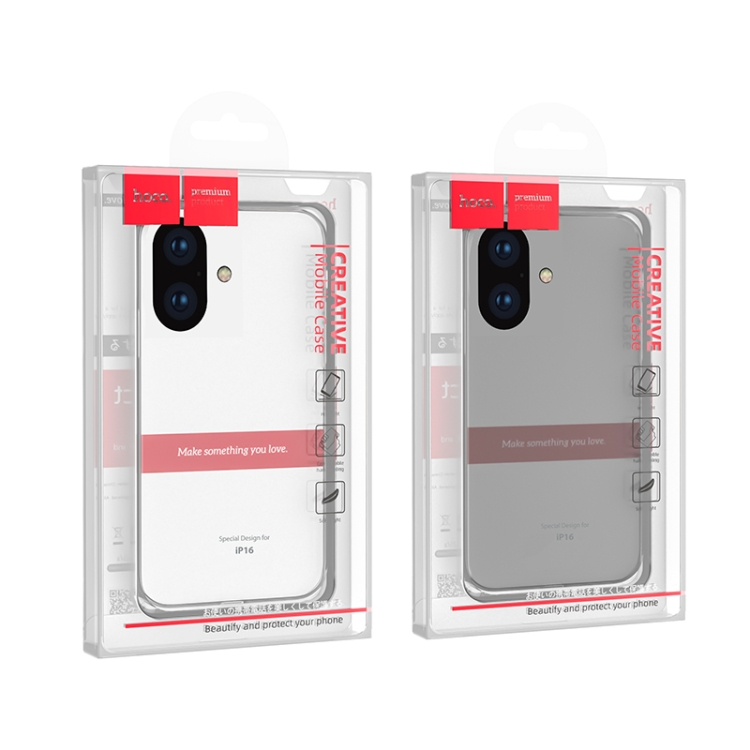 For iPhone 16 hoco Light Series Soft TPU Phone Case(Transparent) For iPhone 16 hoco Light Series Soft TPU Phone Case(Transparent)