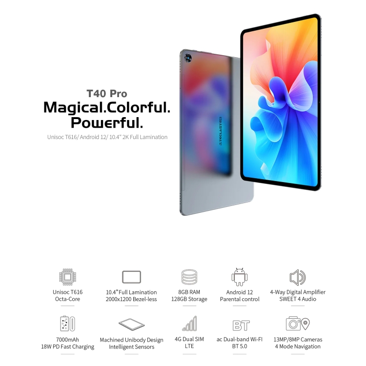 Teclast T40 Pro 2023 タブレット PC 10.4 インチ、8GB+128GB、Android