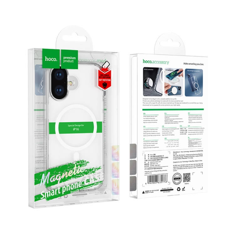 For iPhone 16 hoco MagSafe Magnetic Series Airbag Shockproof Phone Case(Transparent) For iPhone 16 hoco MagSafe Magnetic Series Airbag Shockproof Phone Case(Transparent)