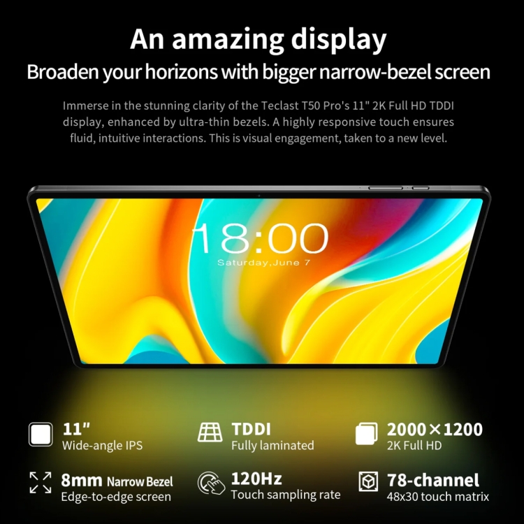 Teclast T50 Pro Tablet PC 11 inch, 16GB+256GB,  Android 13 MediaTek Helio G99 / MT6789 Octa Core, 4G LTE Dual SIM - 13