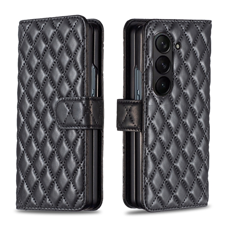 For Samsung Galaxy Z Fold4 Diamond Lattice Wallet Leather Flip Phone Case(Black) For Samsung Galaxy Z Fold4 Diamond Lattice Wallet Leather Flip Phone Case(Black)