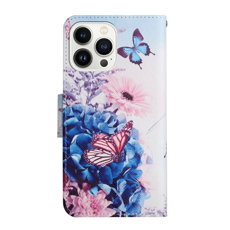 For iPhone 15 Pro 3D Colored Drawing Flip Leather Phone Case(Purple butterfly) For iPhone 15 Pro 3D Colored Drawing Flip Leather Phone Case(Purple butterfly)