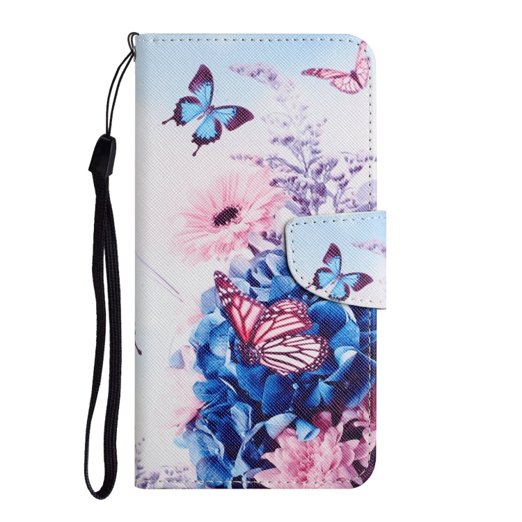 For iPhone 16 Plus 3D Colored Drawing Flip Leather Phone Case(Purple butterfly)