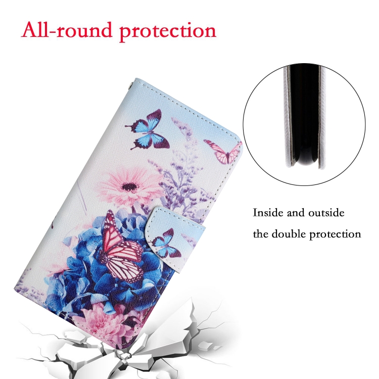 For iPhone 16 Plus 3D Colored Drawing Flip Leather Phone Case(Purple butterfly)