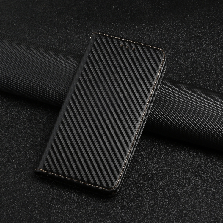 For Samsung Galaxy S24 Ultra 5G Carbon Fiber Texture Flip Holder Leather Phone Case(Black)