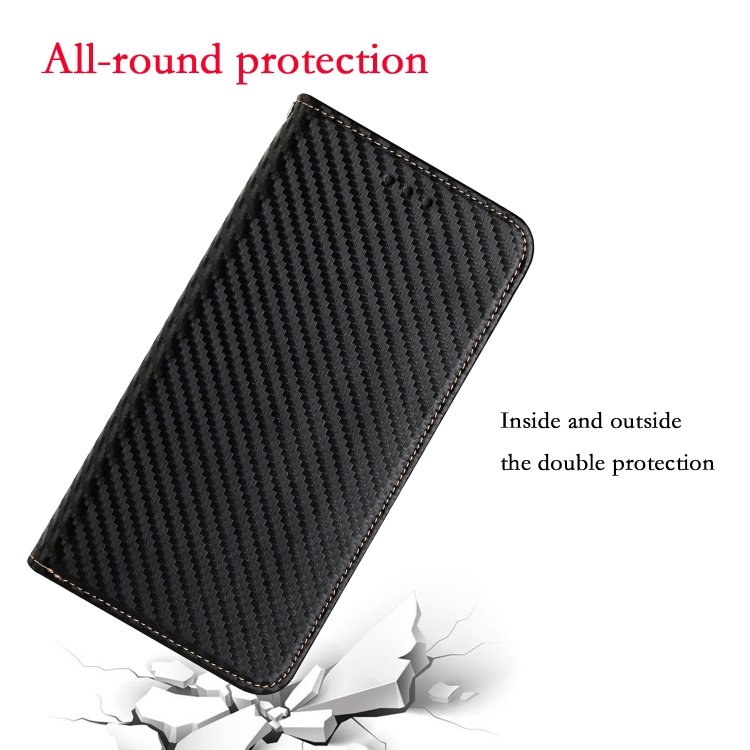 For Samsung Galaxy S24 Ultra 5G Carbon Fiber Texture Flip Holder Leather  Phone Case(Black)