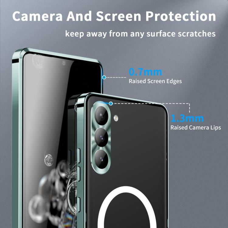 For Samsung Galaxy S25+ 5G MagSafe Magnetic Frosted Metal Phone Case(Green) For Samsung Galaxy S25+ 5G MagSafe Magnetic Frosted Metal Phone Case(Green)