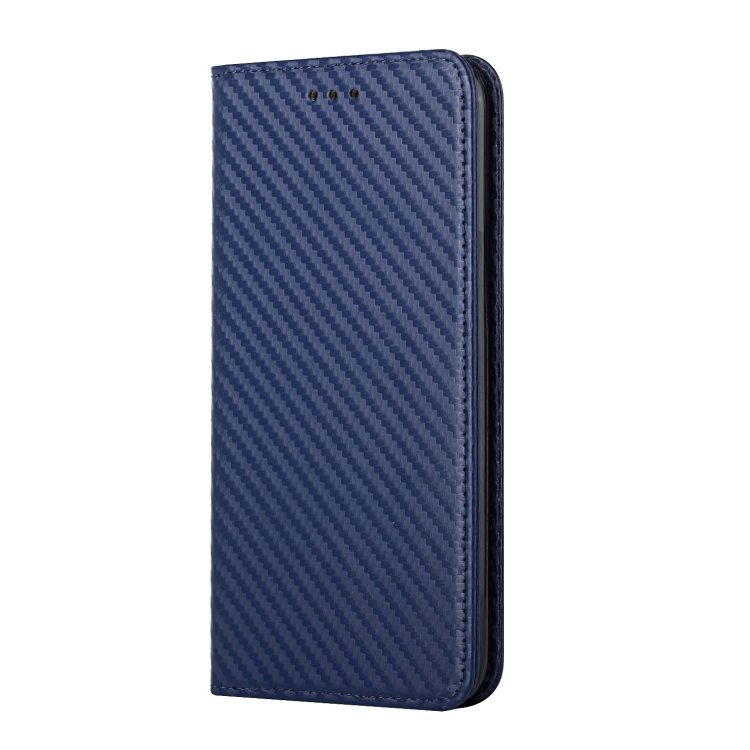 For iPhone 15 Pro Carbon Fiber Texture Flip Holder Leather Phone Case(Blue) For iPhone 15 Pro Carbon Fiber Texture Flip Holder Leather Phone Case(Blue)