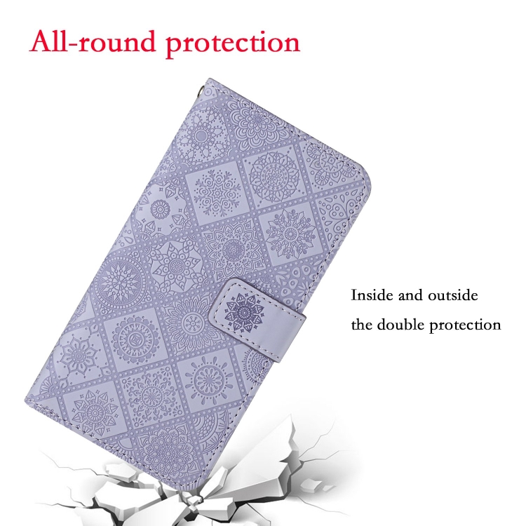 For iPhone 15 Pro Ethnic Style Embossed Pattern Leather Phone Case(Purple) For iPhone 15 Pro Ethnic Style Embossed Pattern Leather Phone Case(Purple)