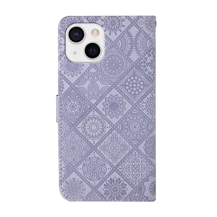 For iPhone 15 Plus Ethnic Style Embossed Pattern Leather Phone Case(Purple) For iPhone 15 Plus Ethnic Style Embossed Pattern Leather Phone Case(Purple)