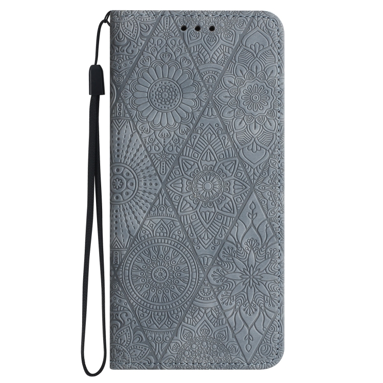For iPhone 16 Plus Ethnic Embossed Adsorption Leather Phone Case(Grey) For iPhone 16 Plus Ethnic Embossed Adsorption Leather Phone Case(Grey)