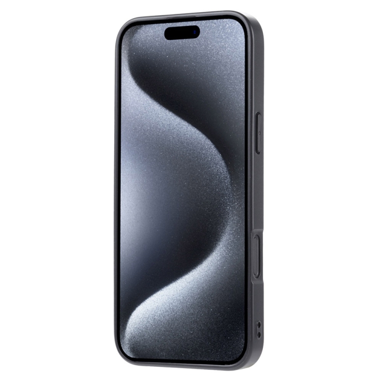 For iPhone 16 Calfskin Card Slot TPU Hybrid PU Phone Case(Black) For iPhone 16 Calfskin Card Slot TPU Hybrid PU Phone Case(Black)