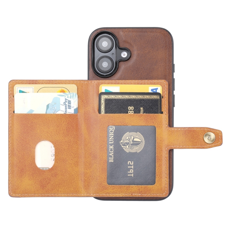 For iPhone 16 Calfskin Card Slot TPU Hybrid PU Phone Case(Black) For iPhone 16 Calfskin Card Slot TPU Hybrid PU Phone Case(Black)