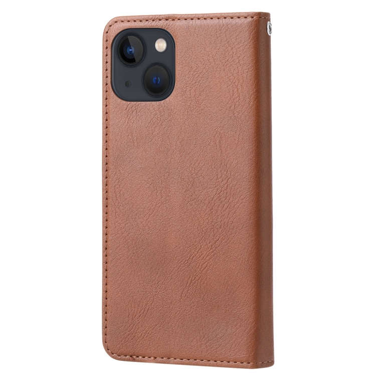 For iPhone 15 Plus Knead Skin Texture Flip Leather Phone Case(Brown) For iPhone 15 Plus Knead Skin Texture Flip Leather Phone Case(Brown)