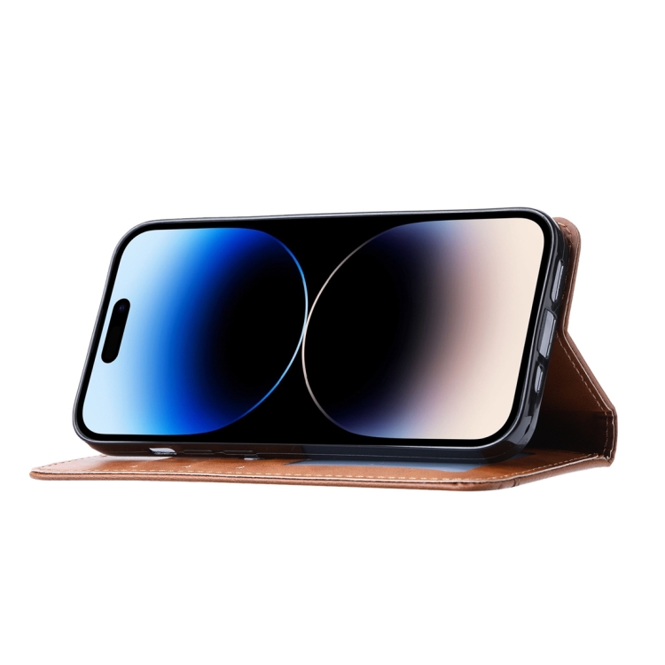 For iPhone 15 Plus Knead Skin Texture Flip Leather Phone Case(Brown) For iPhone 15 Plus Knead Skin Texture Flip Leather Phone Case(Brown)