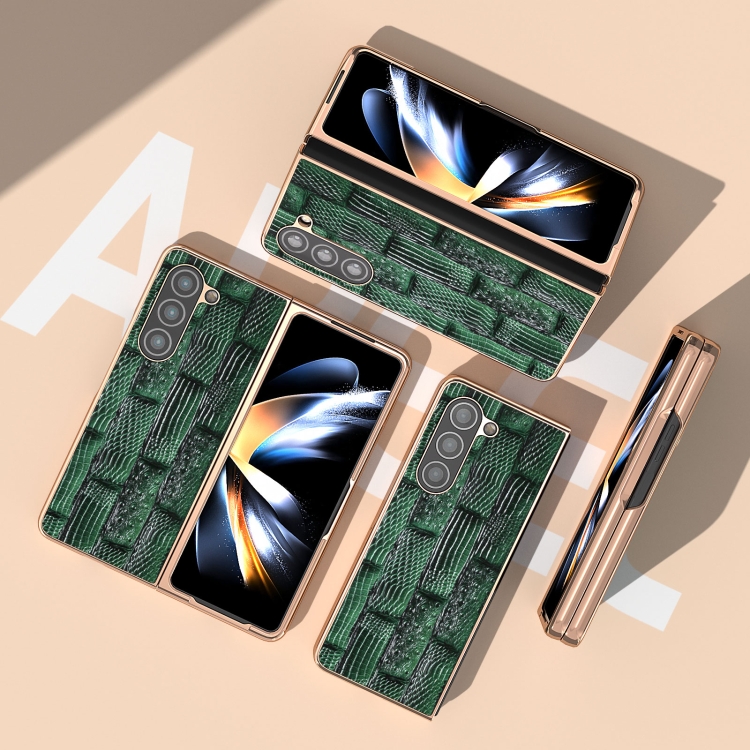 For Samsung Galaxy Z Fold5 Nano Electroplate Mahjong Texture Leather Phone Case(Green) For Samsung Galaxy Z Fold5 Nano Electroplate Mahjong Texture Leather Phone Case(Green)