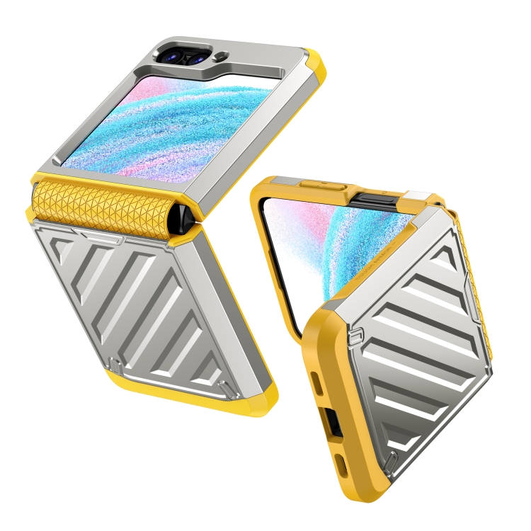 For Samsung Galaxy Z Flip5 2 in 1 Color Contrast TPU Hybrid PC Phone Case(Silver) For Samsung Galaxy Z Flip5 2 in 1 Color Contrast TPU Hybrid PC Phone Case(Silver)