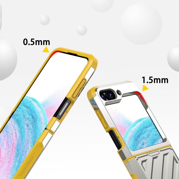 For Samsung Galaxy Z Flip5 2 in 1 Color Contrast TPU Hybrid PC Phone Case(Silver) For Samsung Galaxy Z Flip5 2 in 1 Color Contrast TPU Hybrid PC Phone Case(Silver)