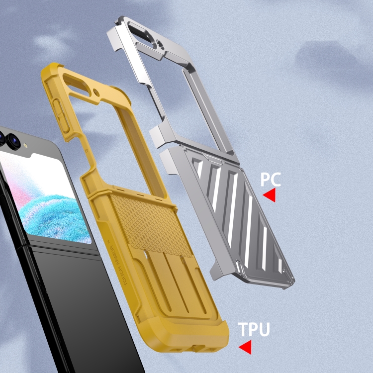 For Samsung Galaxy Z Flip5 2 in 1 Color Contrast TPU Hybrid PC Phone Case(Silver) For Samsung Galaxy Z Flip5 2 in 1 Color Contrast TPU Hybrid PC Phone Case(Silver)