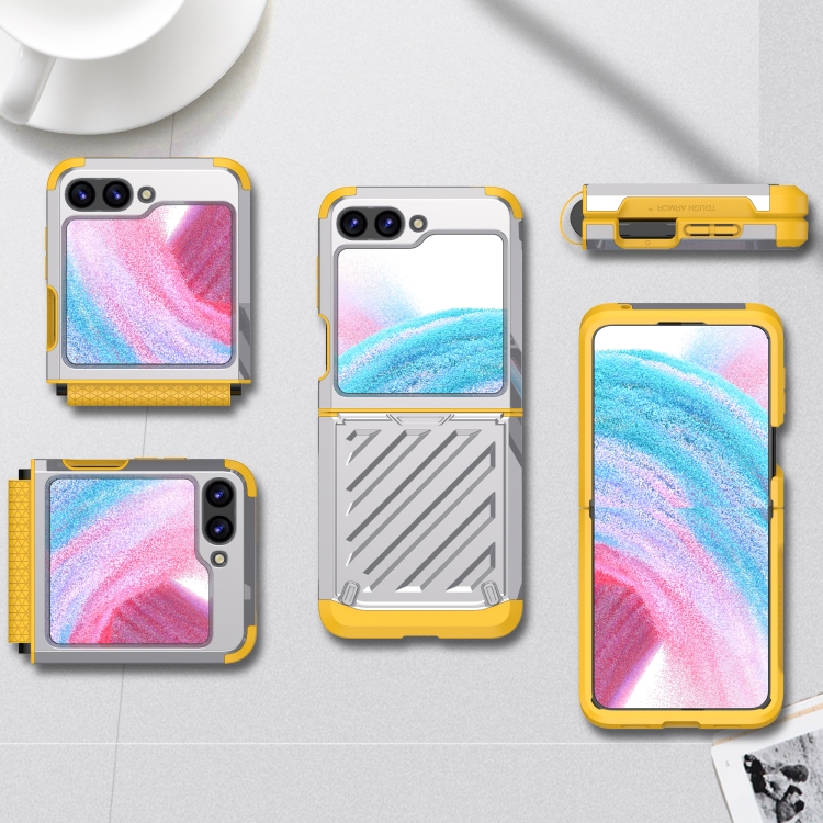 For Samsung Galaxy Z Flip5 2 in 1 Color Contrast TPU Hybrid PC Phone Case(Silver) For Samsung Galaxy Z Flip5 2 in 1 Color Contrast TPU Hybrid PC Phone Case(Silver)