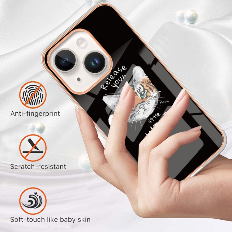For iPhone 15 Plus Electroplating Marble Dual-side IMD Phone Case(Natural Growth) For iPhone 15 Plus Electroplating Marble Dual-side IMD Phone Case(Natural Growth)