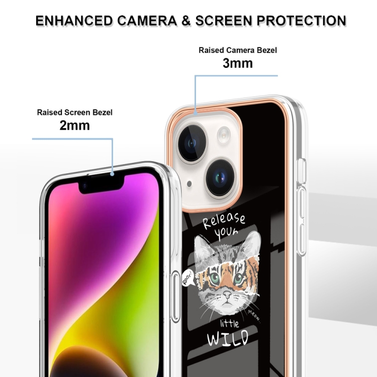 For iPhone 15 Plus Electroplating Marble Dual-side IMD Phone Case(Natural Growth) For iPhone 15 Plus Electroplating Marble Dual-side IMD Phone Case(Natural Growth)
