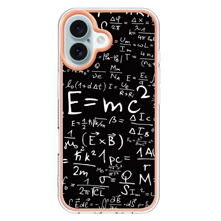 For iPhone 16 Plus Electroplating Marble Dual-side IMD Phone Case(Equation) For iPhone 16 Plus Electroplating Marble Dual-side IMD Phone Case(Equation)