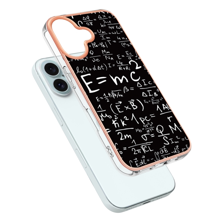 For iPhone 16 Plus Electroplating Marble Dual-side IMD Phone Case(Equation) For iPhone 16 Plus Electroplating Marble Dual-side IMD Phone Case(Equation)