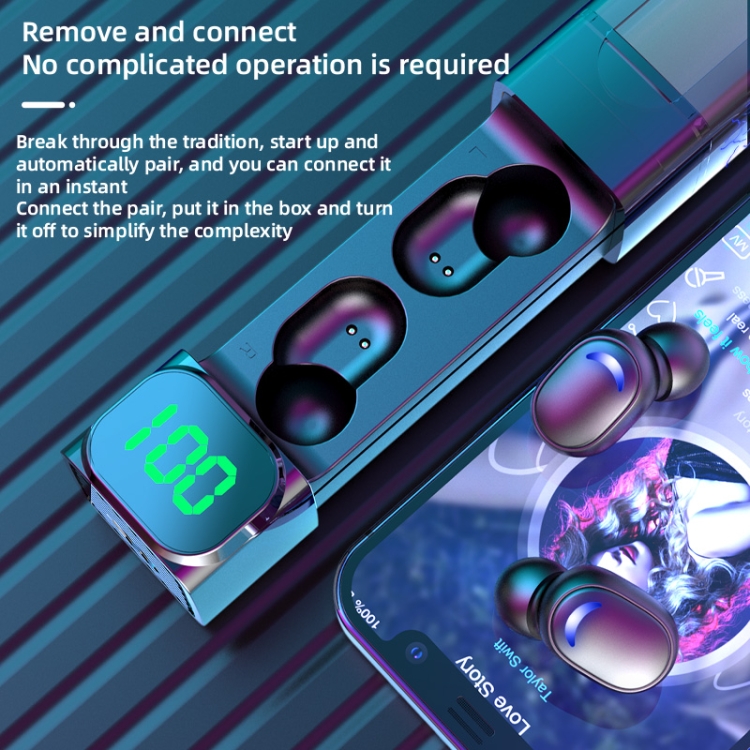E50 Colorful Light Intelligent Digital Display Bluetooth Earphones E50 Colorful Light Intelligent Digital Display Bluetooth Earphones