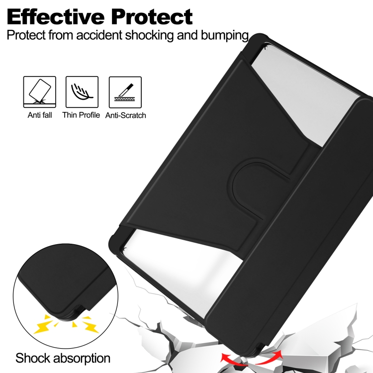 Para Samsung Galaxy Tab S9+ 360 Rotación Funda de cuero transparente inteligente (Negro) - 4