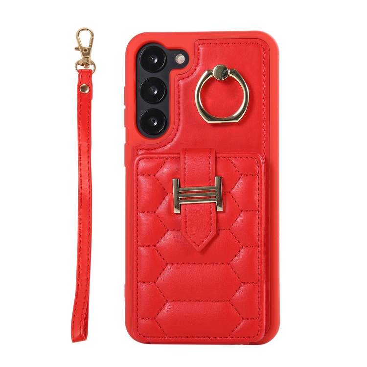 For Samsung Galaxy S23 5G Vertical Card Bag Ring Holder Phone Case with Dual Lanyard(Red) For Samsung Galaxy S23 5G Vertical Card Bag Ring Holder Phone Case with Dual Lanyard(Red)
