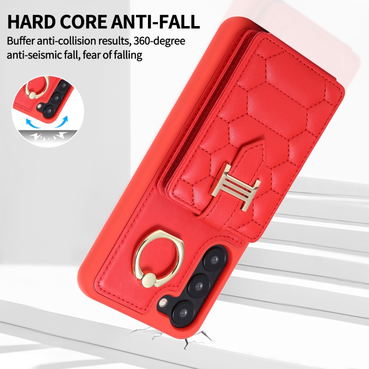 For Samsung Galaxy S23 5G Vertical Card Bag Ring Holder Phone Case with Dual Lanyard(Red) For Samsung Galaxy S23 5G Vertical Card Bag Ring Holder Phone Case with Dual Lanyard(Red)
