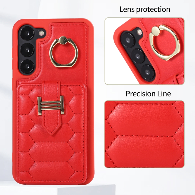 For Samsung Galaxy S23 5G Vertical Card Bag Ring Holder Phone Case with Dual Lanyard(Red) For Samsung Galaxy S23 5G Vertical Card Bag Ring Holder Phone Case with Dual Lanyard(Red)