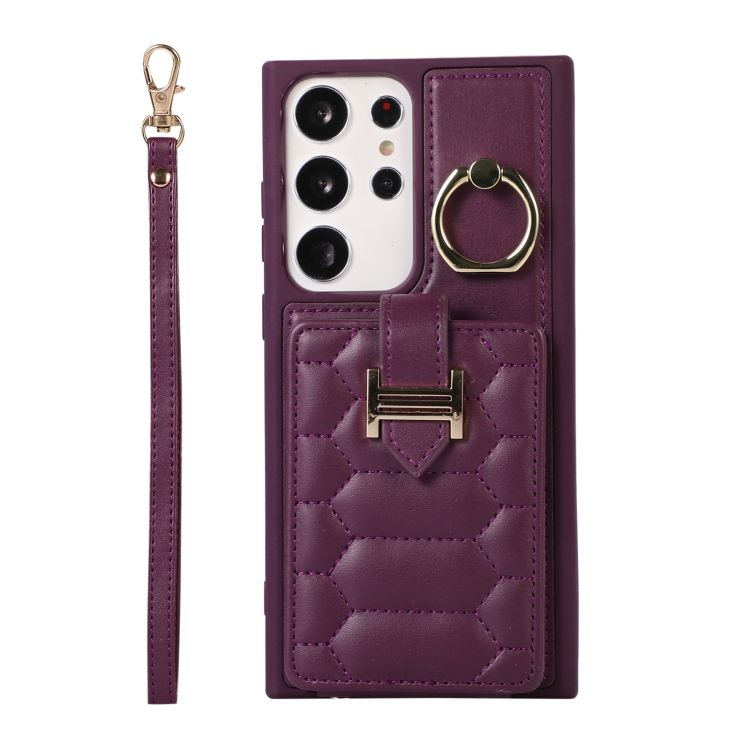 For Samsung Galaxy S23 Ultra 5G Vertical Card Bag Ring Holder Phone Case with Dual Lanyard(Dark Purple) For Samsung Galaxy S23 Ultra 5G Vertical Card Bag Ring Holder Phone Case with Dual Lanyard(Dark Purple)