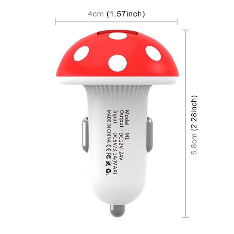 Mushroom Shape QC 3.0 Fast Charge Dual USB Car Charger(M1) Mushroom Shape QC 3.0 Fast Charge Dual USB Car Charger(M1)