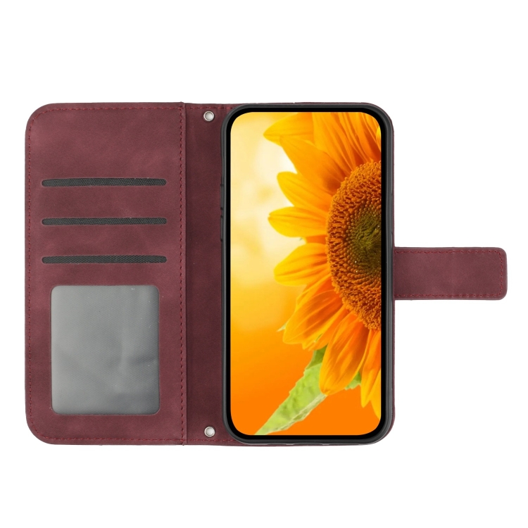 For Samsung Galaxy S24 5G Skin Feel Sun Flower Embossed Flip Leather Phone Case with Lanyard(Wine Red) For Samsung Galaxy S24 5G Skin Feel Sun Flower Embossed Flip Leather Phone Case with Lanyard(Wine Red)