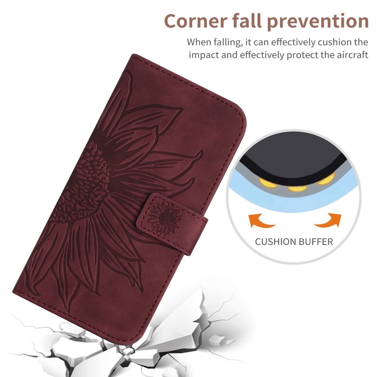 For Samsung Galaxy S24 5G Skin Feel Sun Flower Embossed Flip Leather Phone Case with Lanyard(Wine Red) For Samsung Galaxy S24 5G Skin Feel Sun Flower Embossed Flip Leather Phone Case with Lanyard(Wine Red)