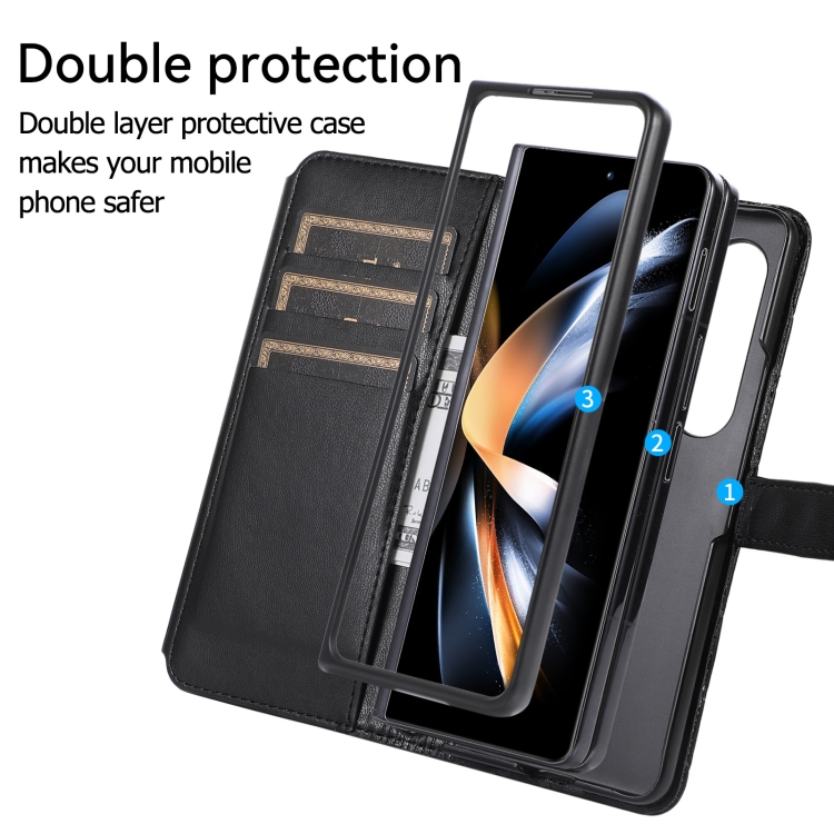For Samsung Galaxy Z Fold4 Crossbody Diamond Lattice Folding Leather Phone Case(Black) For Samsung Galaxy Z Fold4 Crossbody Diamond Lattice Folding Leather Phone Case(Black)