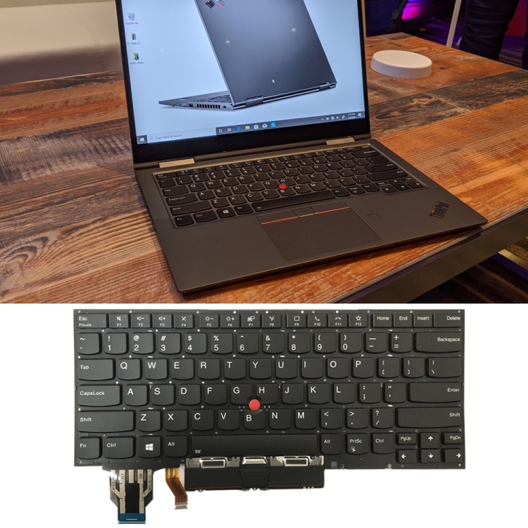 Para Lenovo ThinkPad X1 Yoga 5th Gen 20UB Versión de EE. UU. Teclado retroiluminado para computadora portátil con botón Touchpad (gris oscuro) - 4
