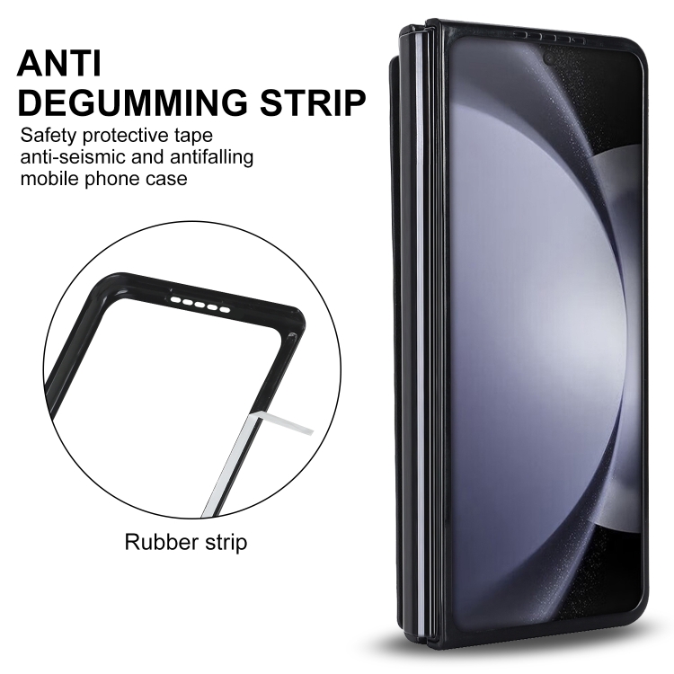 For Samsung Galaxy Z Fold5 Rhombic Texture Full Coverage Fold Double Buckle PU Phone Case(Black) For Samsung Galaxy Z Fold5 Rhombic Texture Full Coverage Fold Double Buckle PU Phone Case(Black)
