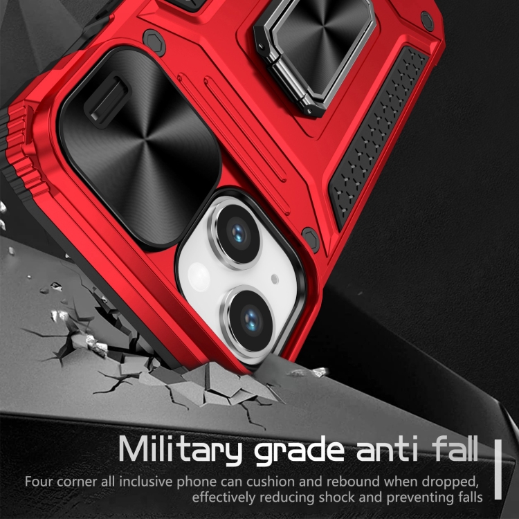 For iPhone 15 Plus Camshield Robot TPU Hybrid PC Phone Case(Red) For iPhone 15 Plus Camshield Robot TPU Hybrid PC Phone Case(Red)