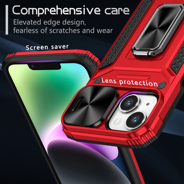 For iPhone 15 Plus Camshield Robot TPU Hybrid PC Phone Case(Red) For iPhone 15 Plus Camshield Robot TPU Hybrid PC Phone Case(Red)