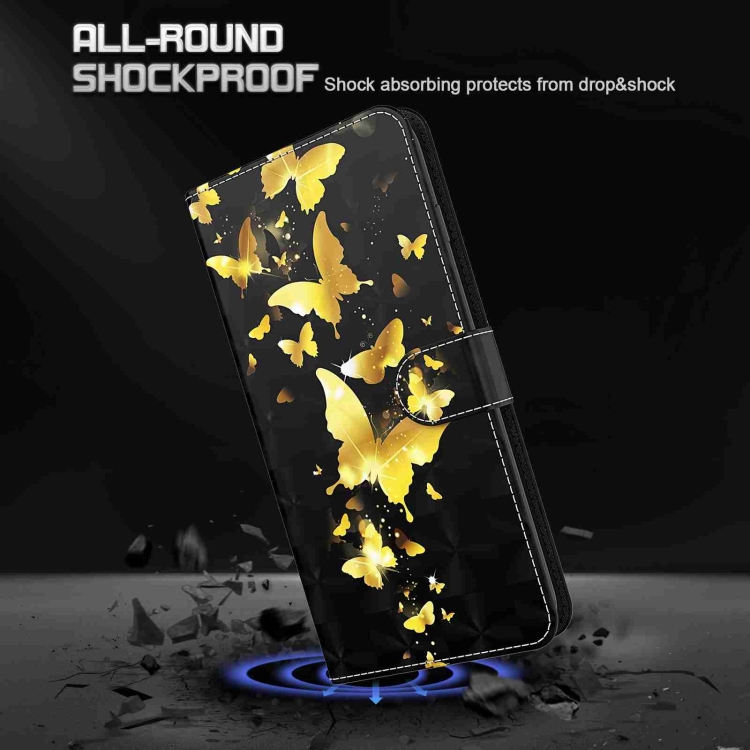 For Samsung Galaxy S24 Ultra 5G 3D Painting Pattern Flip Leather Phone Case(Gold Butterfly) For Samsung Galaxy S24 Ultra 5G 3D Painting Pattern Flip Leather Phone Case(Gold Butterfly)