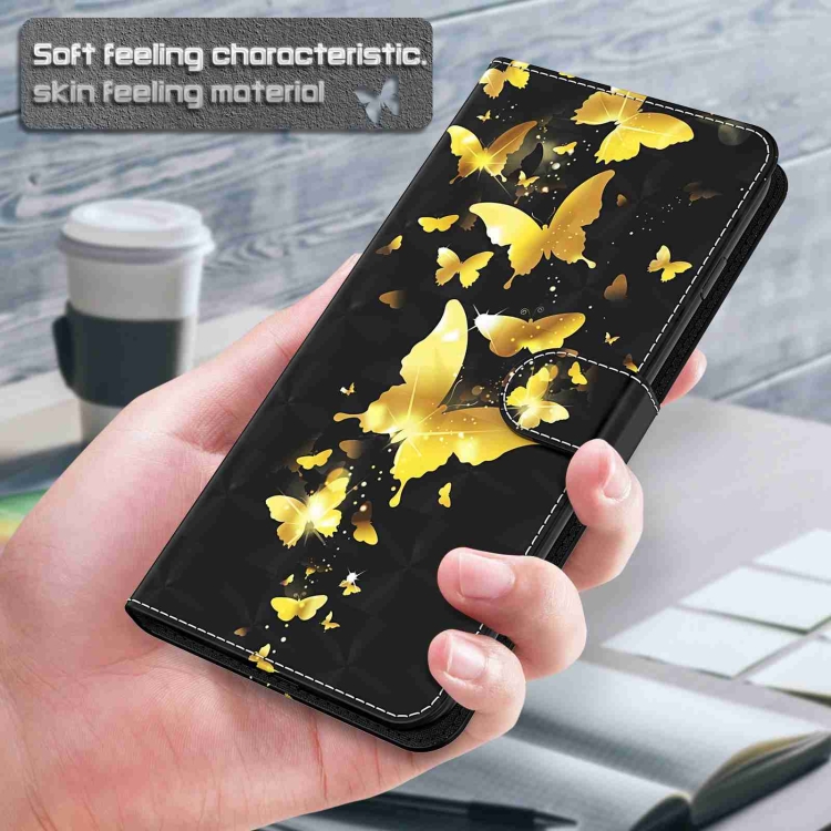 For Samsung Galaxy S24 Ultra 5G 3D Painting Pattern Flip Leather Phone Case(Gold Butterfly) For Samsung Galaxy S24 Ultra 5G 3D Painting Pattern Flip Leather Phone Case(Gold Butterfly)
