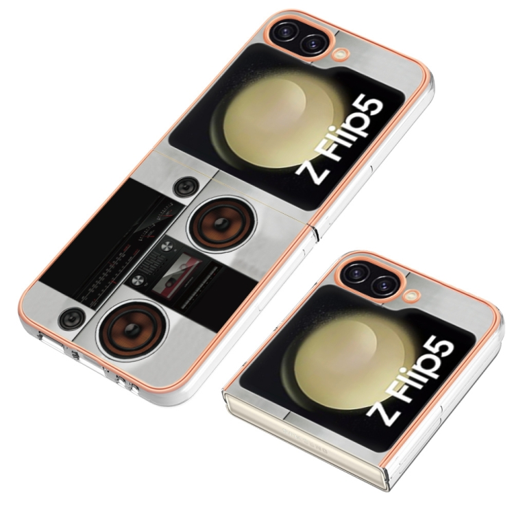 For Samsung Galaxy Z Flip5 Electroplating Marble Dual-side IMD Phone Case(Retro Radio) For Samsung Galaxy Z Flip5 Electroplating Marble Dual-side IMD Phone Case(Retro Radio)