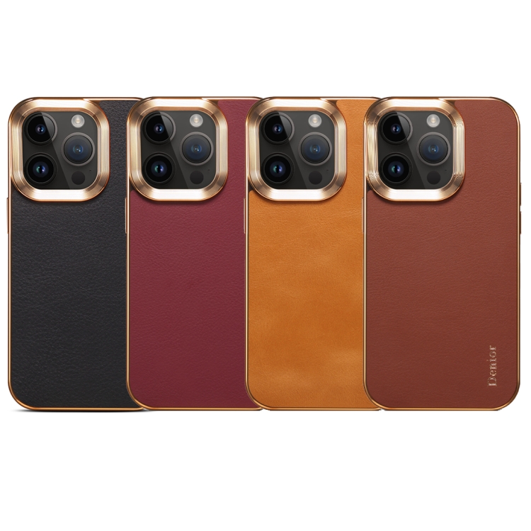 For iPhone 14 Plus Denior Cowhide Leather Plating Phone Case(Black) For iPhone 14 Plus Denior Cowhide Leather Plating Phone Case(Black)